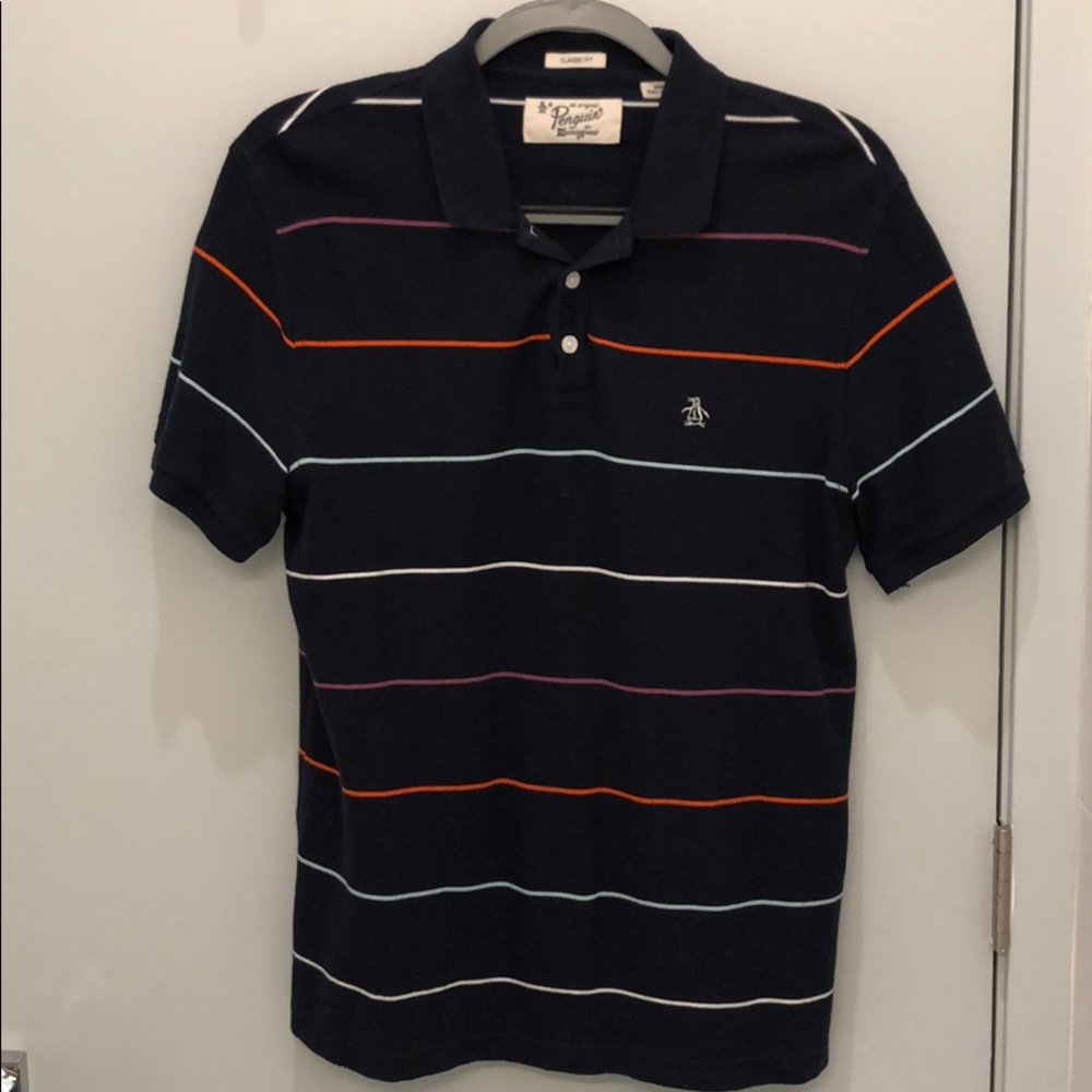 Original Penguin Mens Short Sleeve Navy Blue Polo